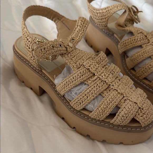 Dolce Vita Tan Woven Sandals with Buckle - Picture 2 of 2
